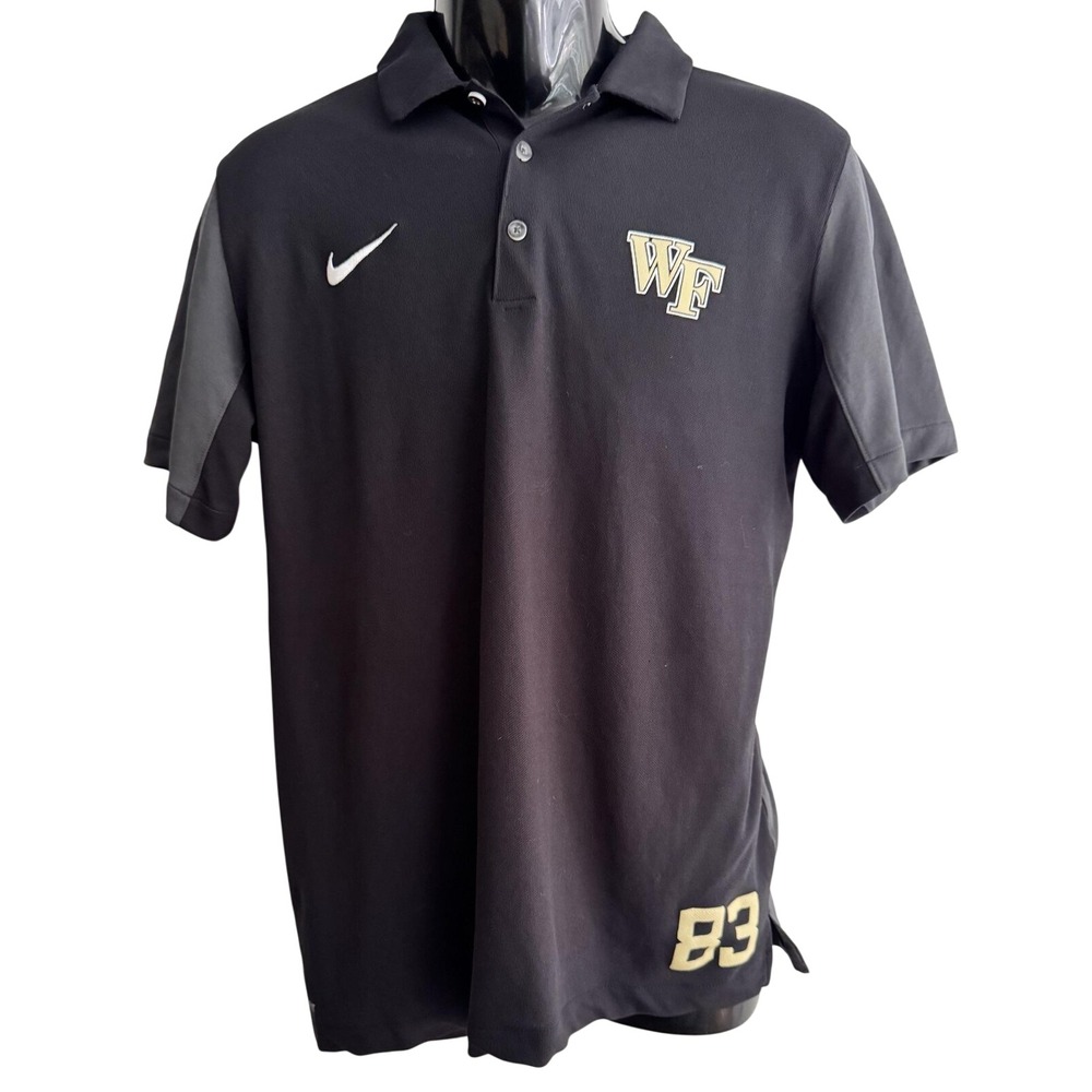 Wake Forest Demon Deacons Polo Shirt Mens Large Black NCAA Nike Player Issue
